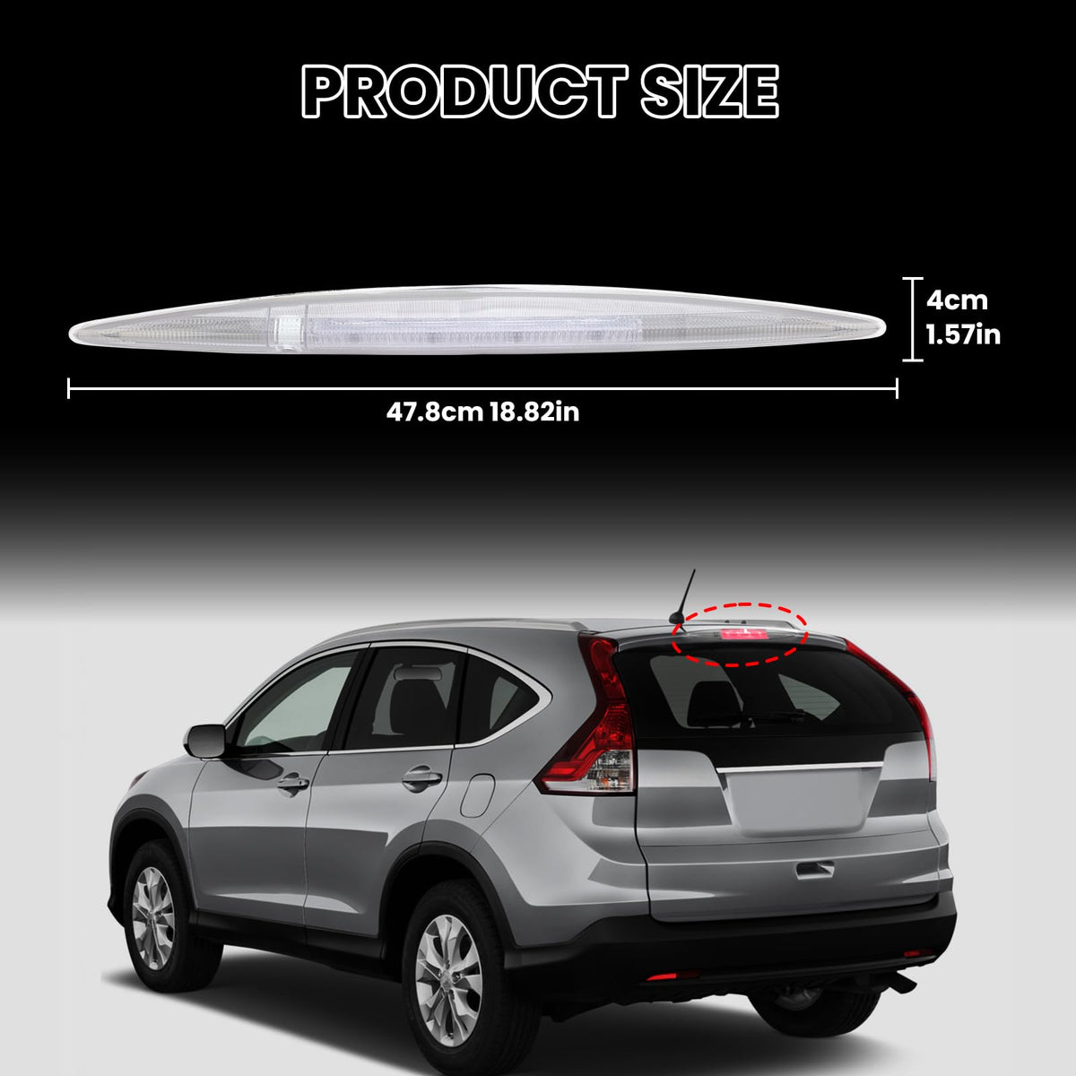 Clidr third brake light lit at night in urban setting improving visibility