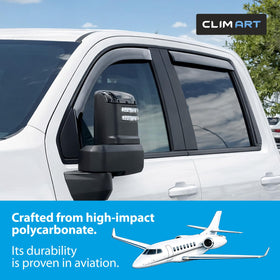 CLIM ART front driver visor installed demonstrating low-profile factory appearance