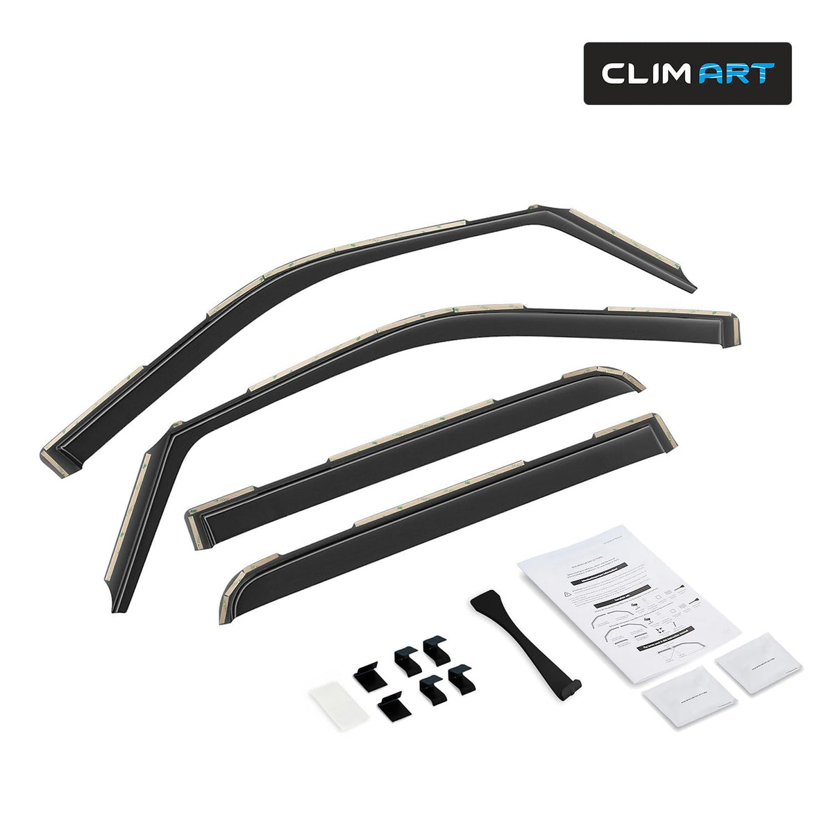 CLIM ART deflector beside ruler showing accurate fit for precise truck compatibility