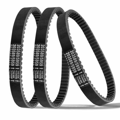 CLIO front packaging of 3-pack belts showing model and fit benefits