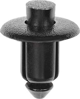 Clipsandfasteners front view of black nylon retainer showing head for secure fit