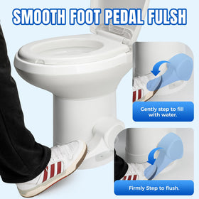 Clirass foot pedal close-up showing hands-free flushing convenience