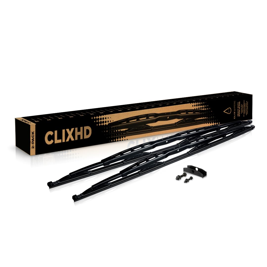 Clix Wipers front packaging showing 32 inch blades and included hardware for quick installation