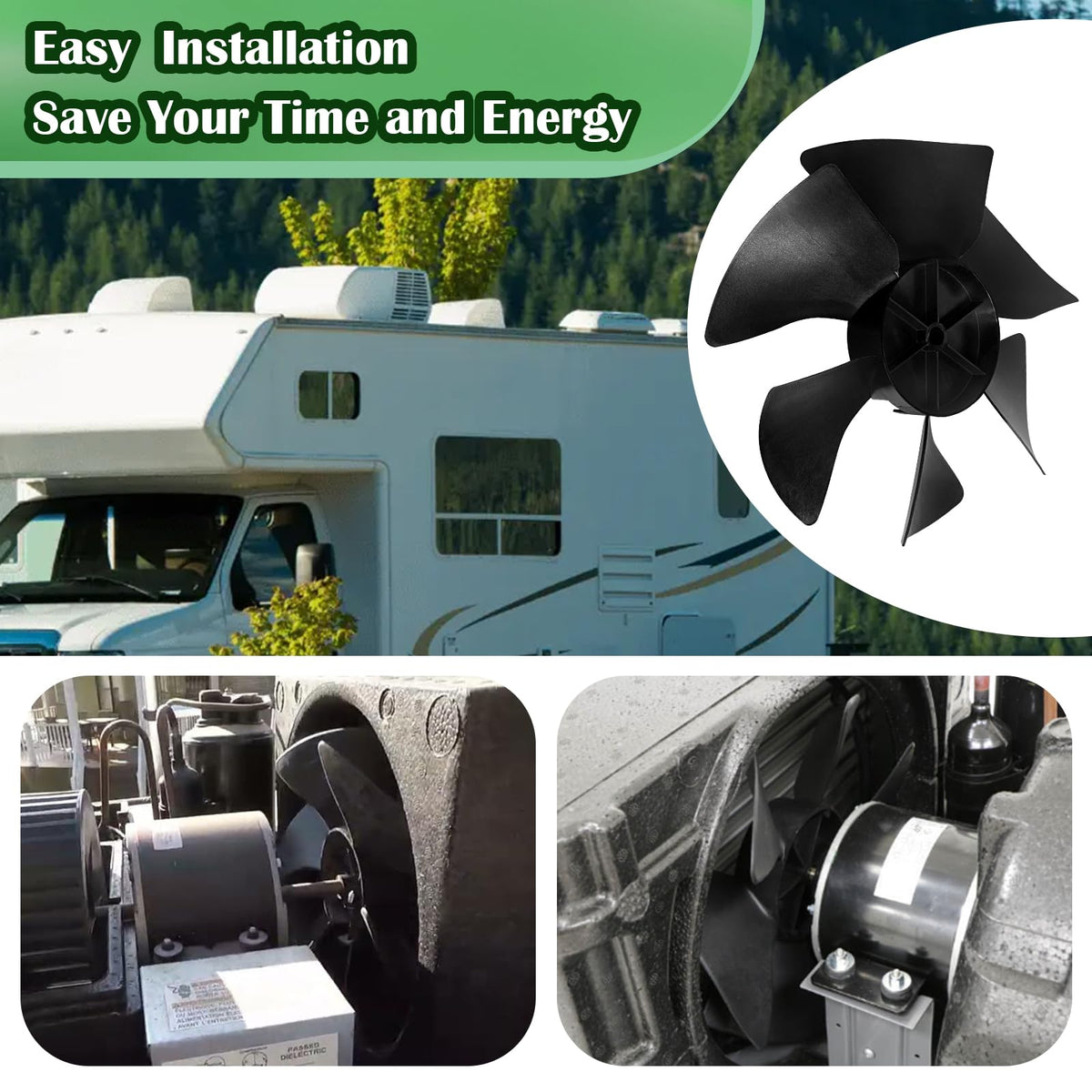 CLLOMAGY installed inside RV AC unit showing restored airflow and reduced vibration benefit