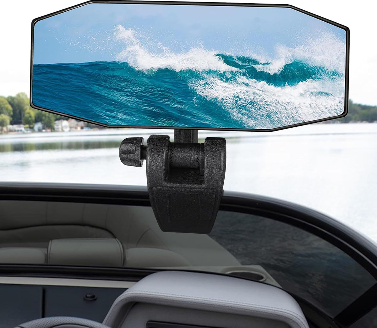 CLLOMAGY front view showing full 4.7x12.2 mirror for improved rear visibility
