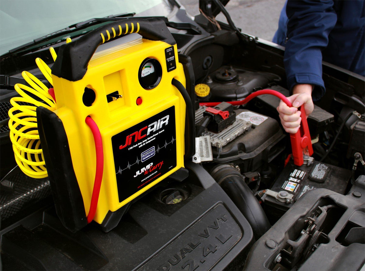 Clore Automotive JNCAIR inflating a tire demonstrating on-the-spot air compressor utility