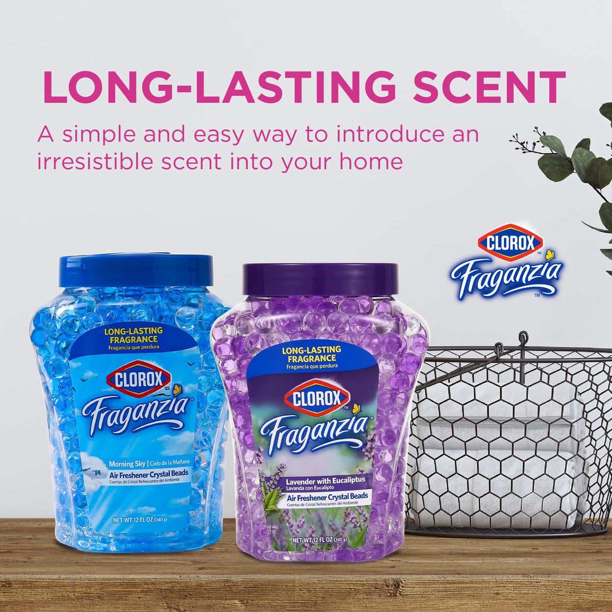Clorox Fraganzia closeup of gel beads showing texture and long‑lasting fragrance benefit