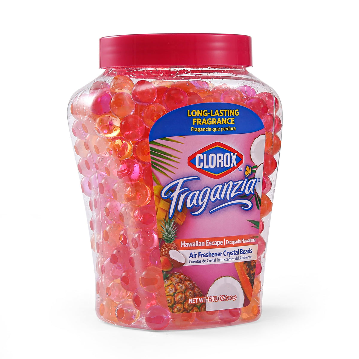 Clorox Fraganzia jar in car cupholder delivering compact freshness benefit