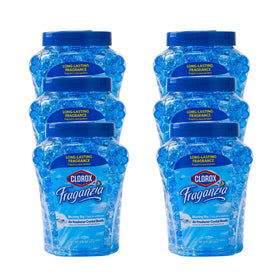 Clorox Fraganzia front packaging showing Morning Sky scent and 6-pack benefit