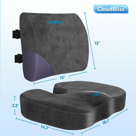 CloudBliss adjustable strap shown securing lumbar pillow, allowing personalized placement