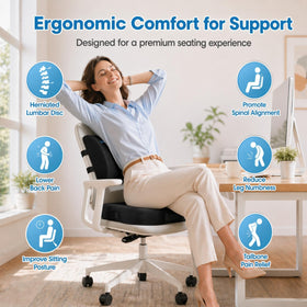 CloudBliss seat cushion top view highlighting U-shaped relief and even support