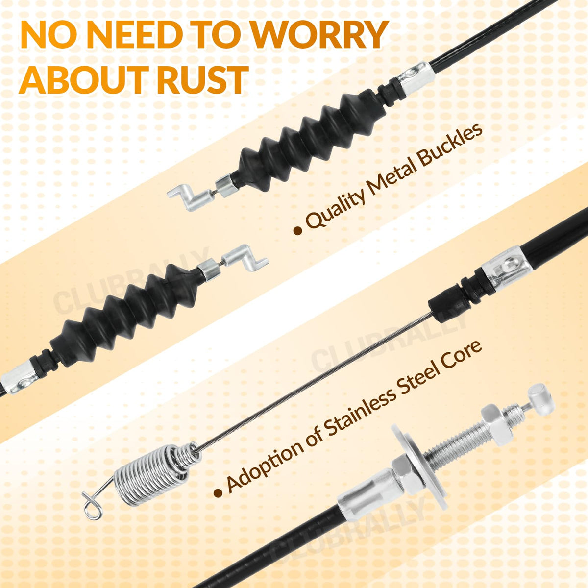 CLUBRALLY cables installed on a Club Car DS demonstrating correct fit and improved control