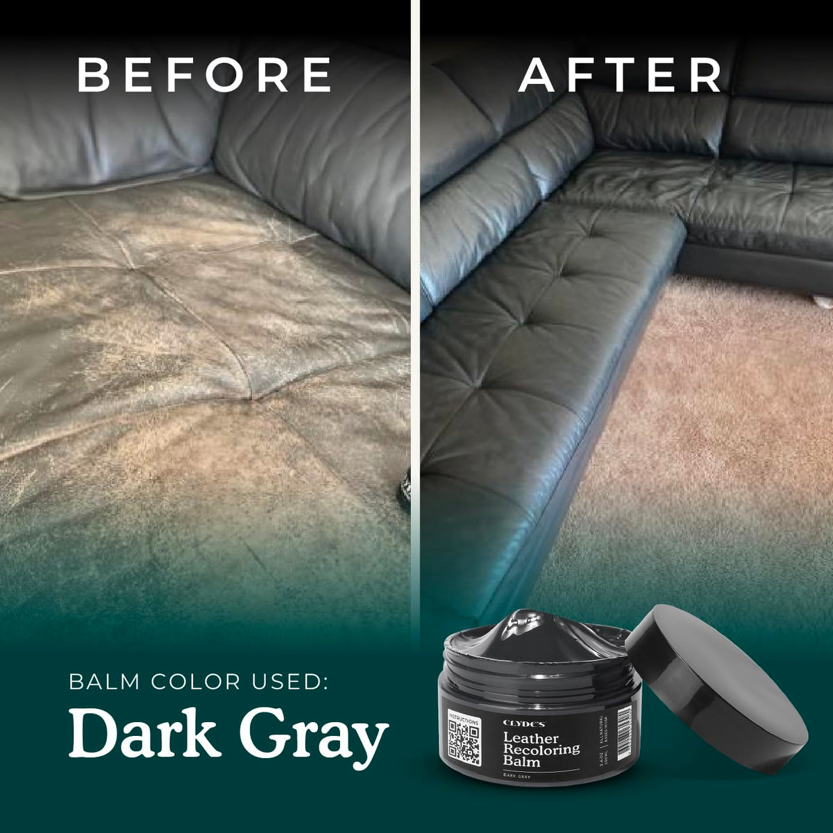 Applying Clyde's balm to car seat, restores color and conditions surface
