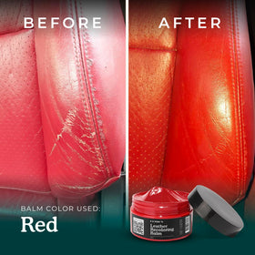 Clydes Leather Company car seat mid-restoration showing scratch repair benefit