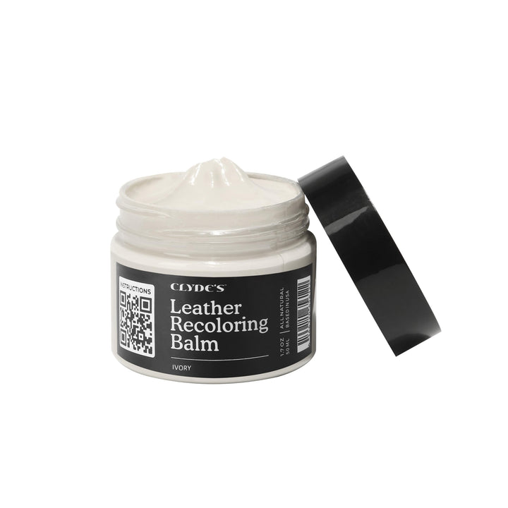 Clydes Leather Company front jar view showing balm texture and easy application benefit