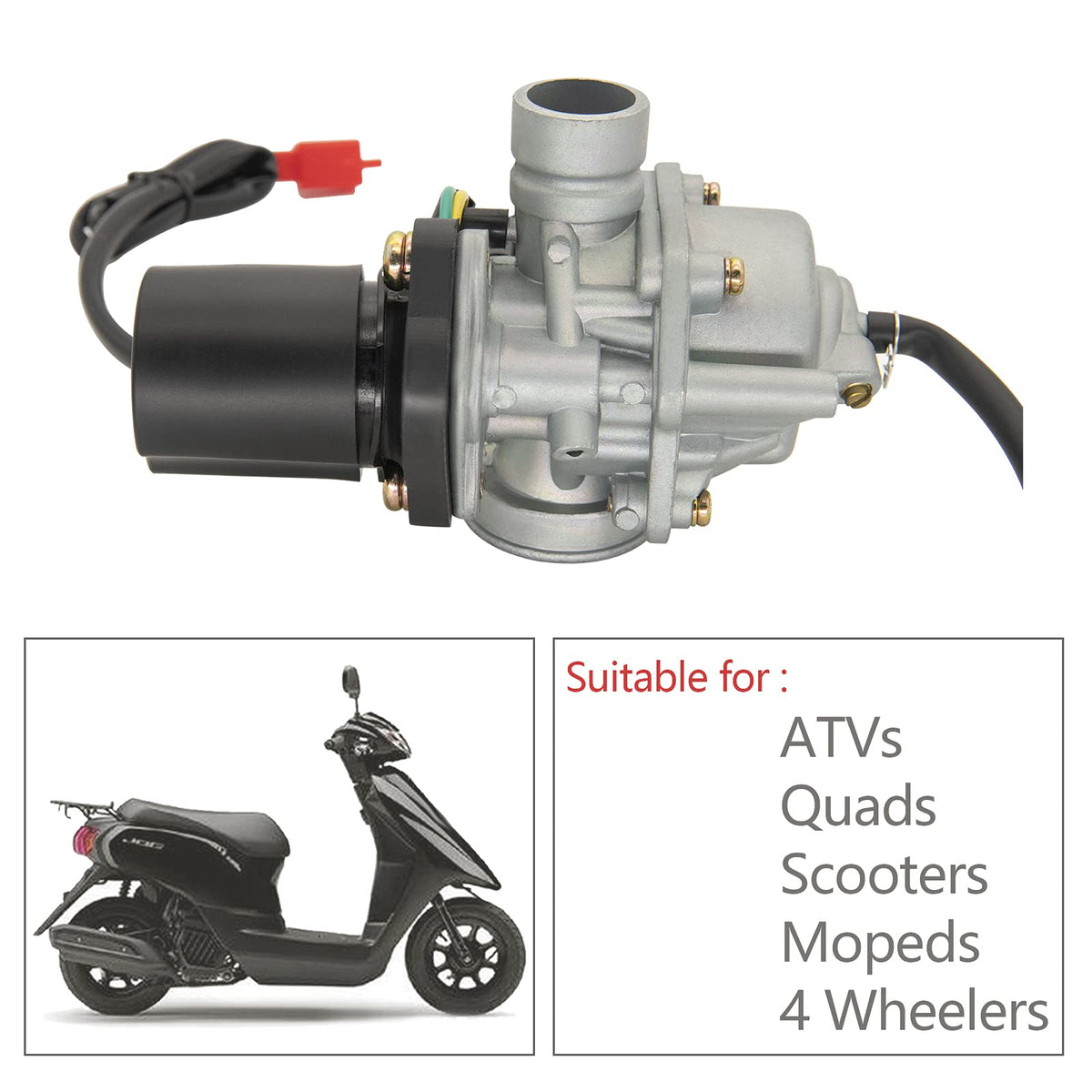 CMOOD carburetor installed on an ATV demonstrating direct-fit benefit