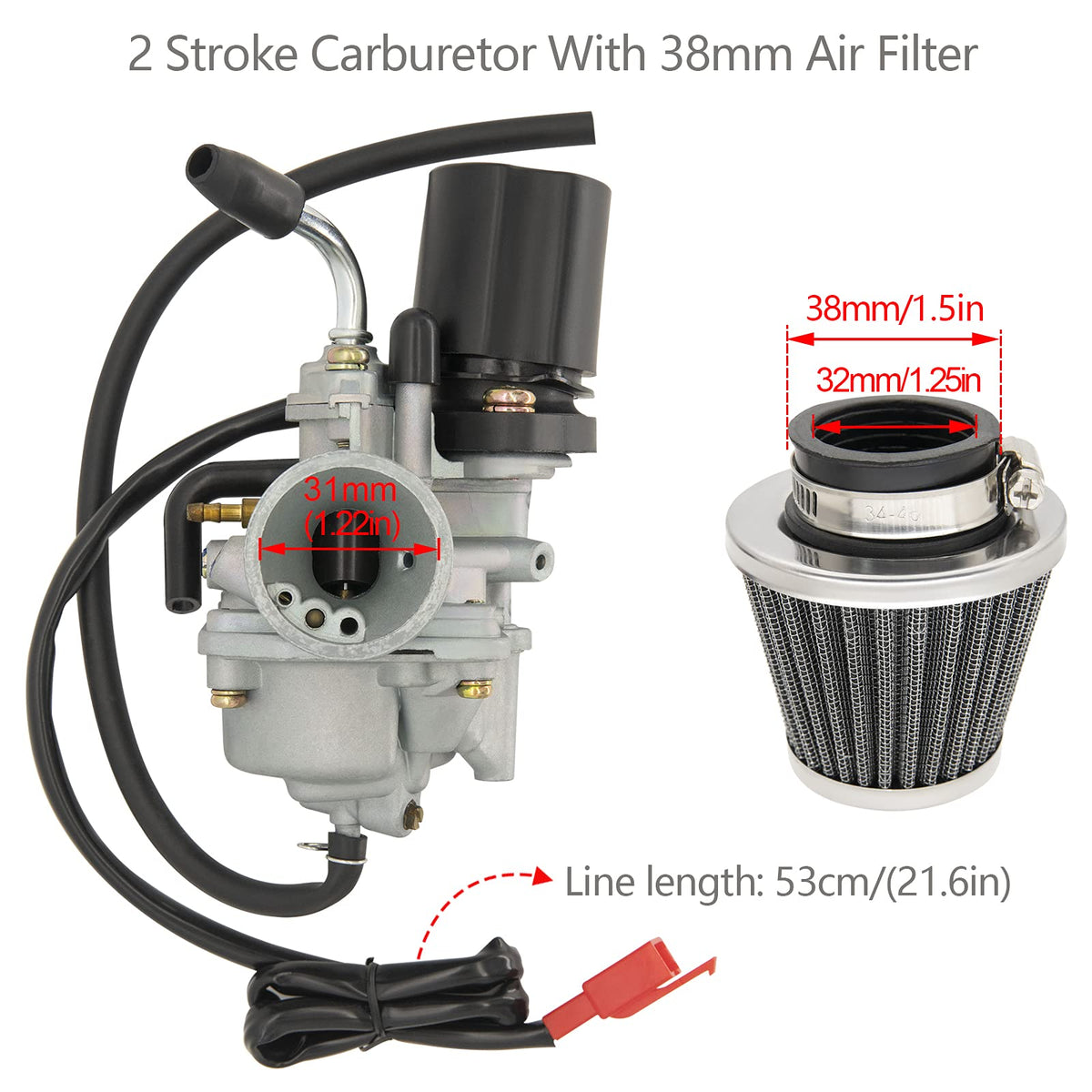 CMOOD carburetor side detail illustrating throttle and mixing components for smoother running
