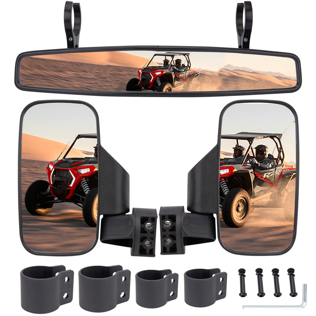 CMOOD side mirror front view showing wide reflective surface benefit