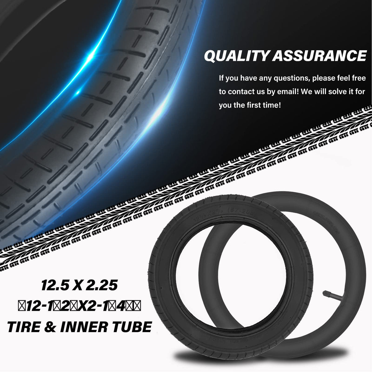 CMOOD tire beside ruler showing 12.5 x 2.25 sizing for accurate measurement