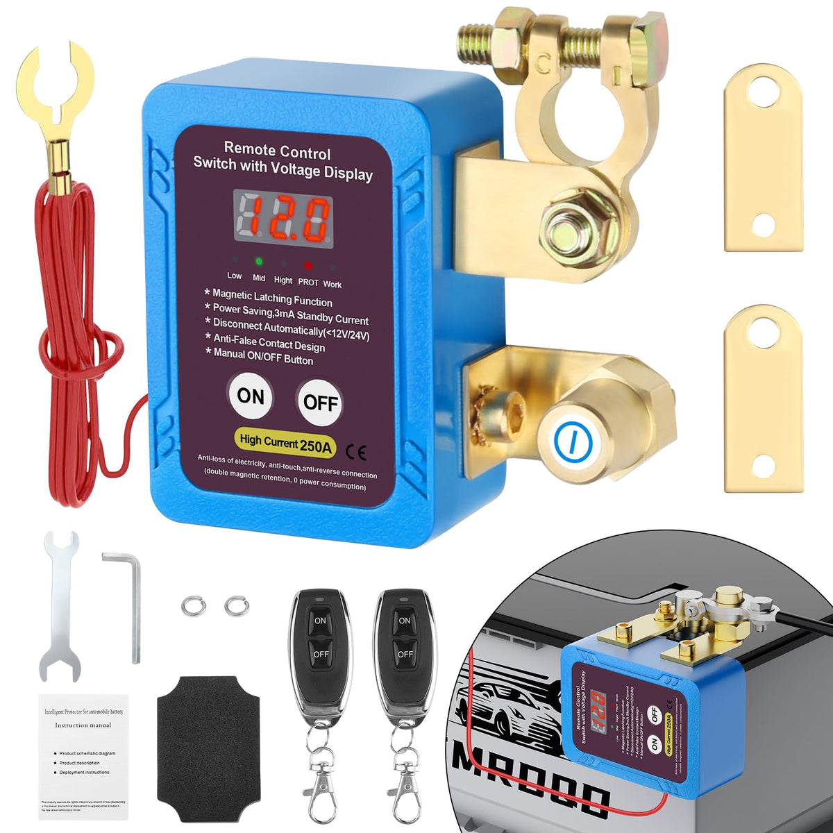CMRDQD front view on battery showing compact form and secure mount benefit
