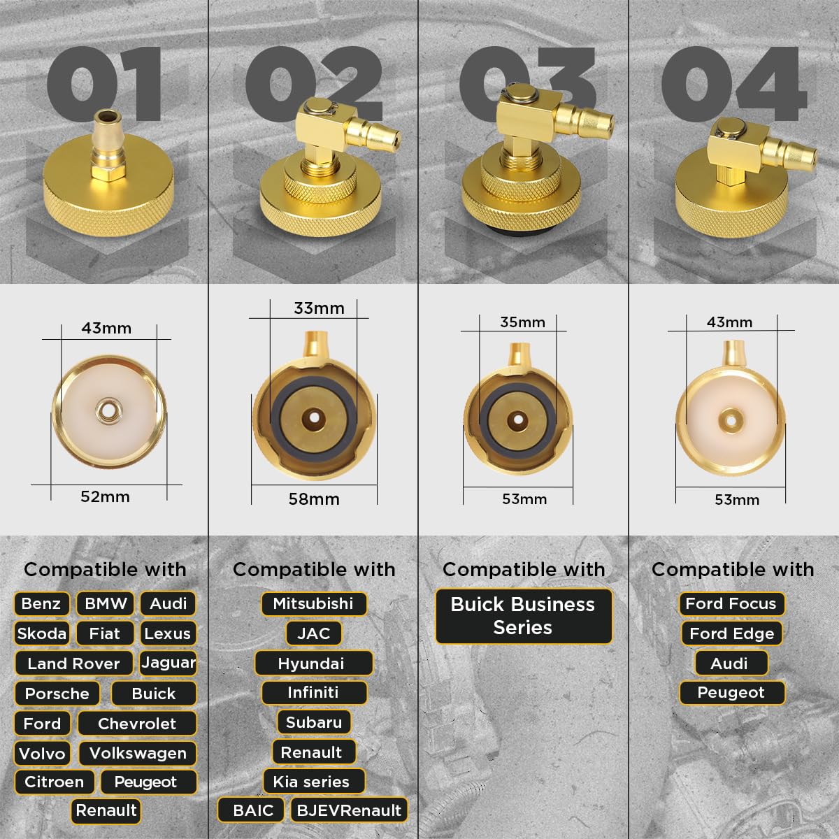 CMTOOL adapters arranged by size for fast selection and organization