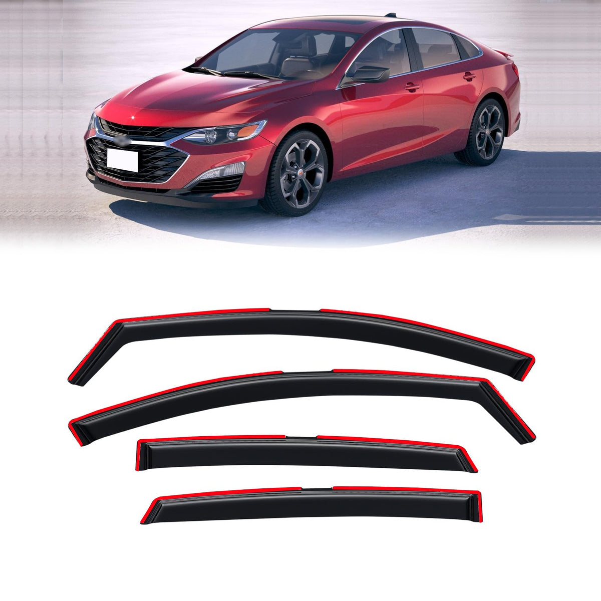 CMVT Auto front passenger window visor installed showing sleek profile and improved ventilation