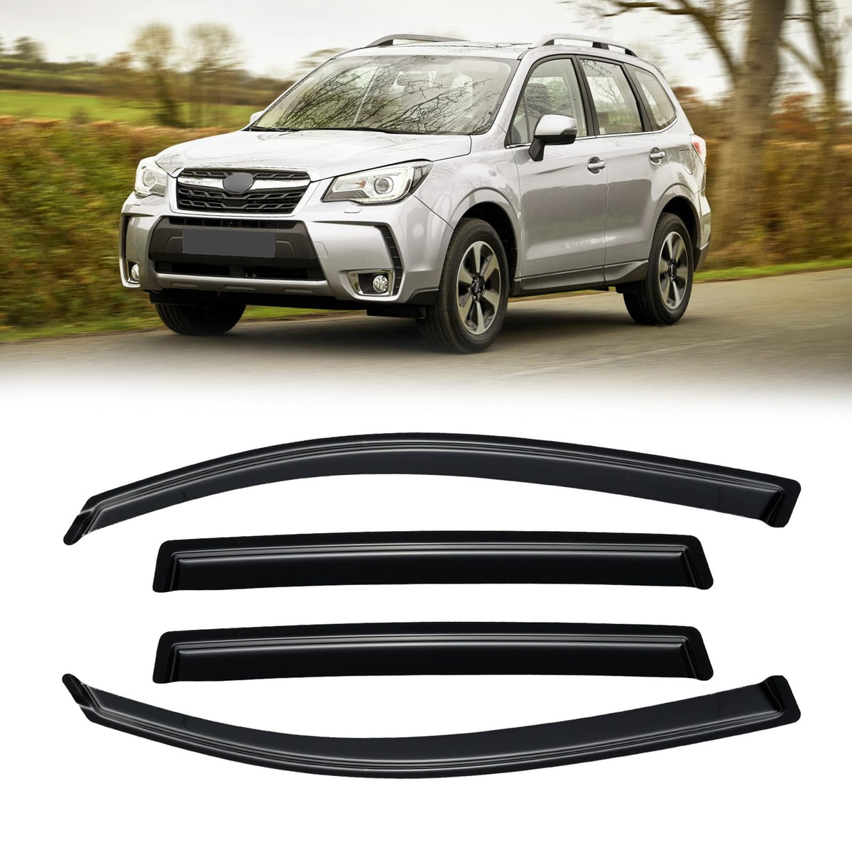CMVT Auto front view on Forester showing full visor fit and sleek styling