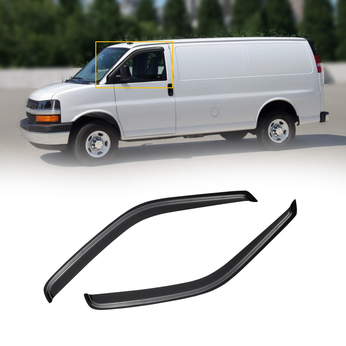 CMVT Auto front packaging showing two dark smoke visors and fitment benefit