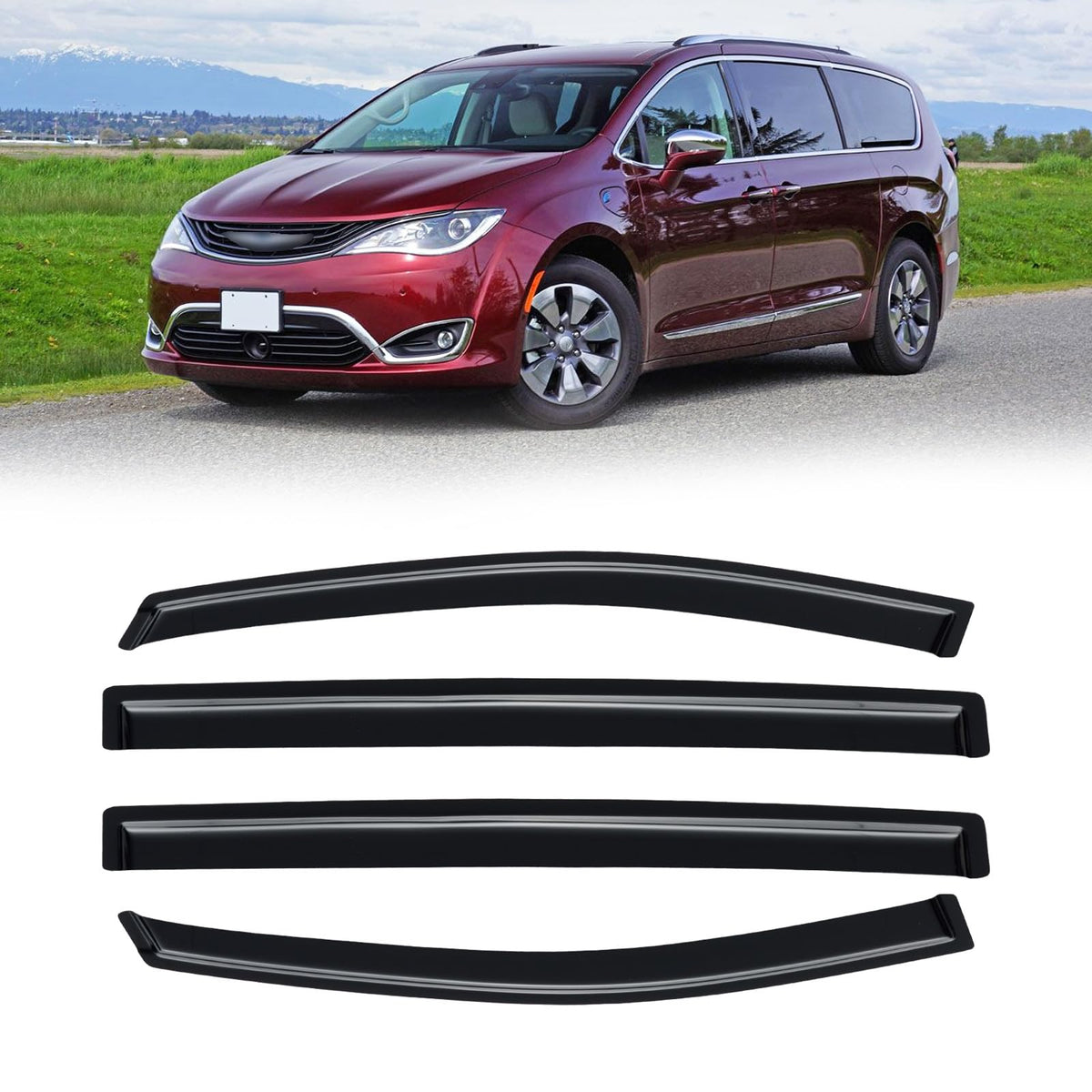CMVT Auto front packaging showing four-piece visor kit and benefits