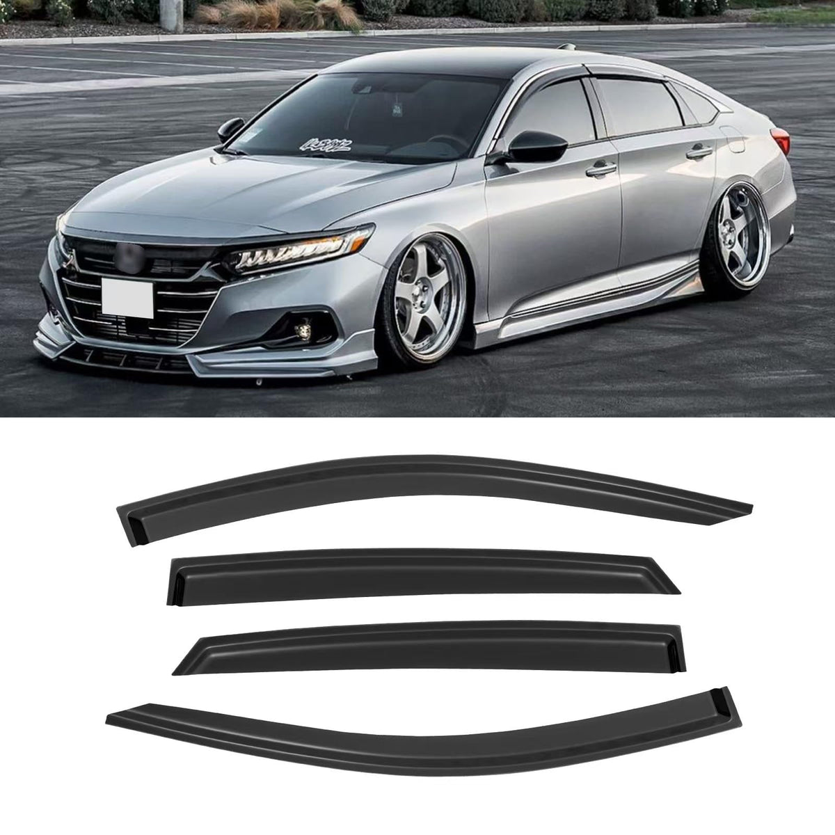 CMVT Auto front-profile visor installed on Accord showing sleek look and reduced wind noise