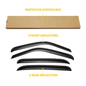 CMVT Auto boxed 4PCS kit showing included visors and installation accessories