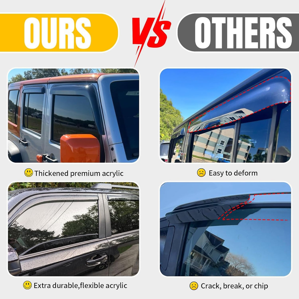 CMVT Auto side profile of installed visors showing sleek dark smoke look