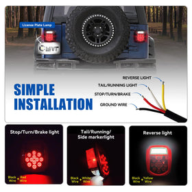 CMVT Auto tail lights installed on Jeep rear demonstrating sleek look and improved visibility