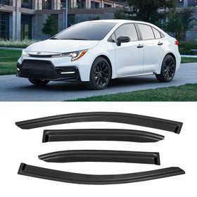 CMVT Auto visors on Corolla in rain demonstrating water deflection and cabin airflow