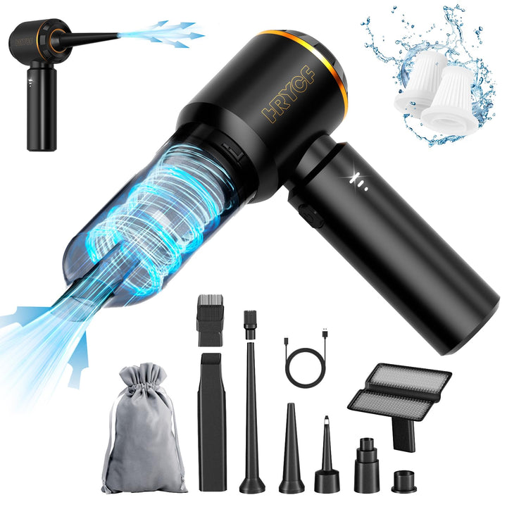 CNMSGM handheld vacuum front view showing compact design and strong suction benefit