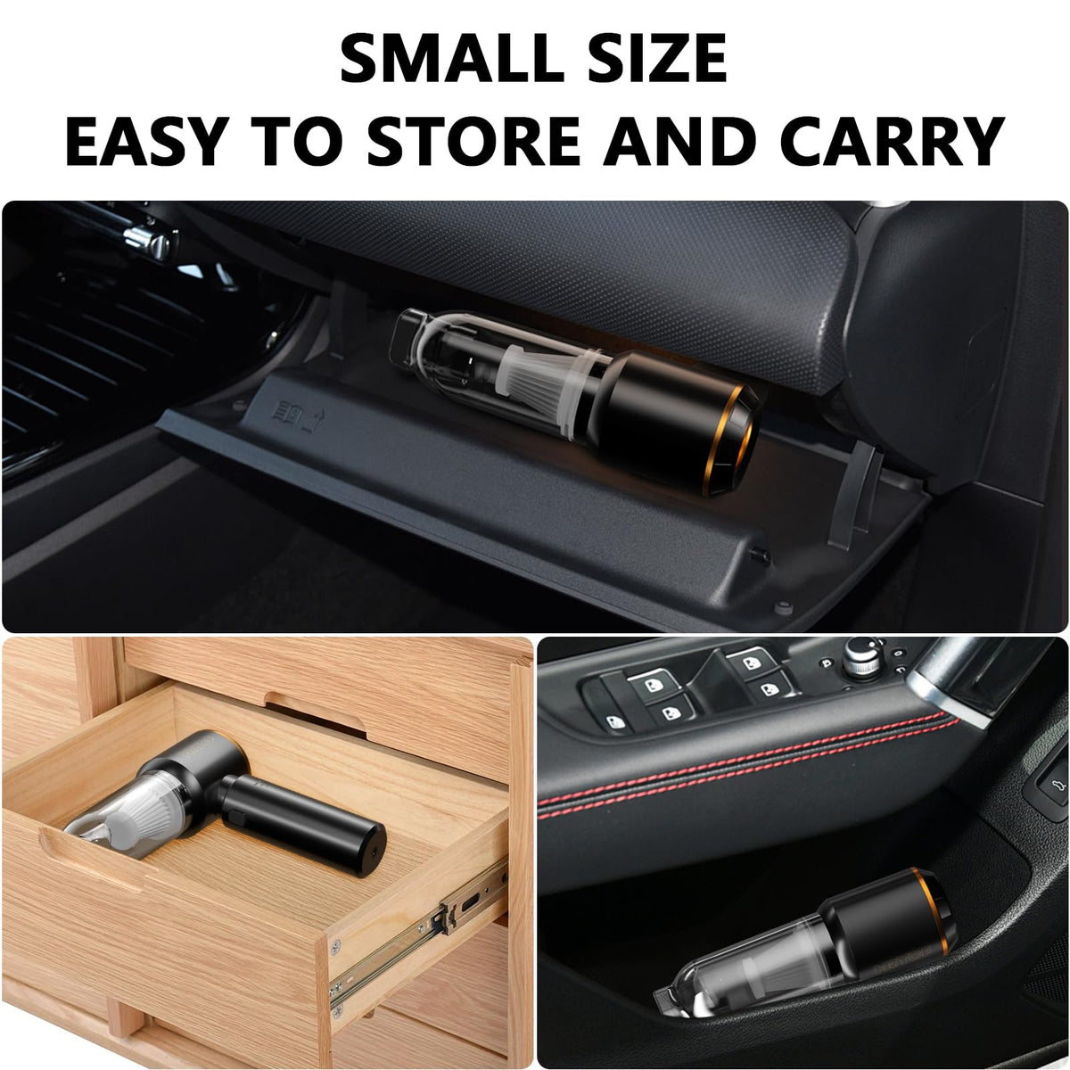 CNMSGM compact vacuum in hand to demonstrate ultra-lightweight portability