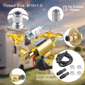 CNRAQR supplied fuel hose and four clamps displayed for leak-free installation