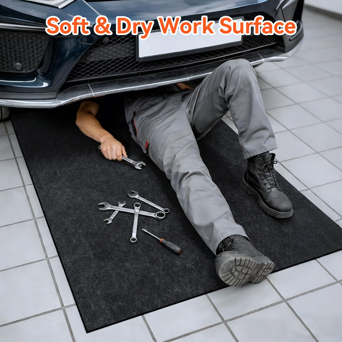 COAGOU mat being trimmed with scissors demonstrating custom fit benefit