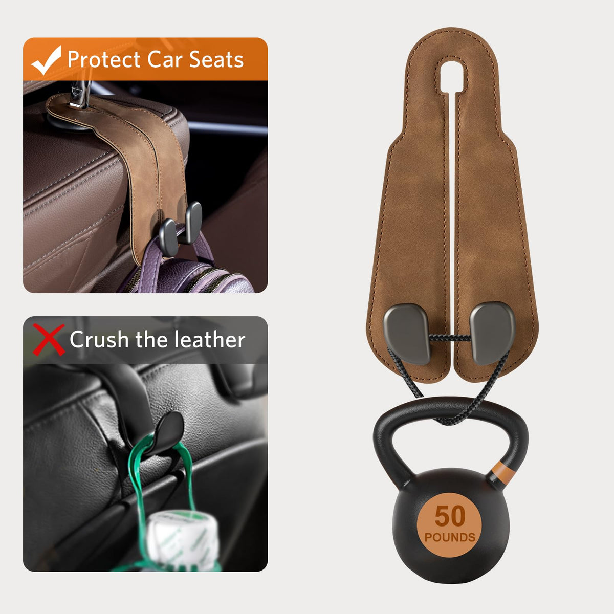 CoBak hook held by hand to show compact size and easy-install convenience