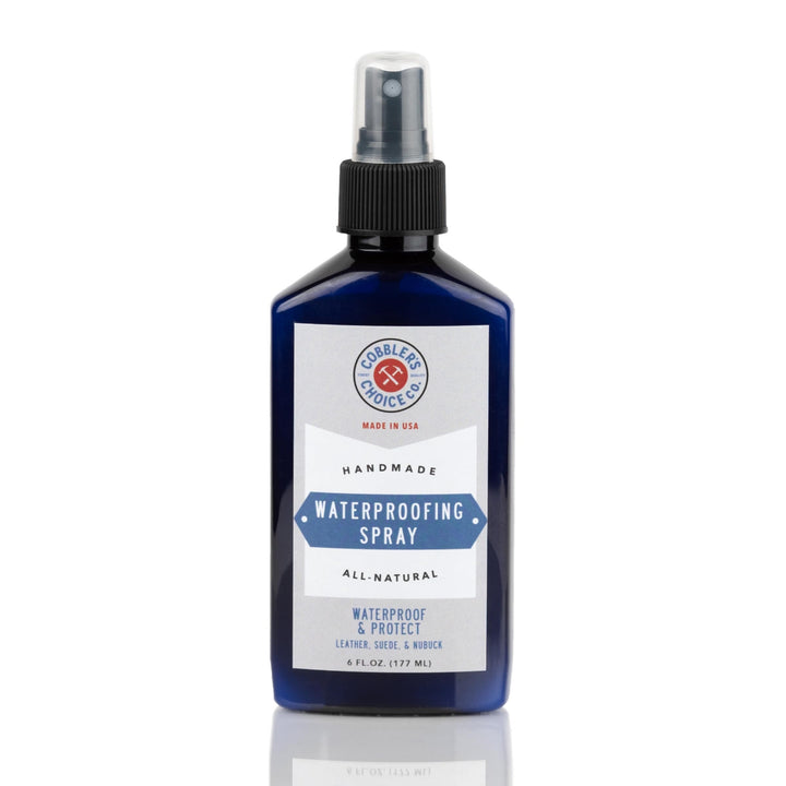 Cobbler's Choice front spray bottle showing product and branding, protects leather