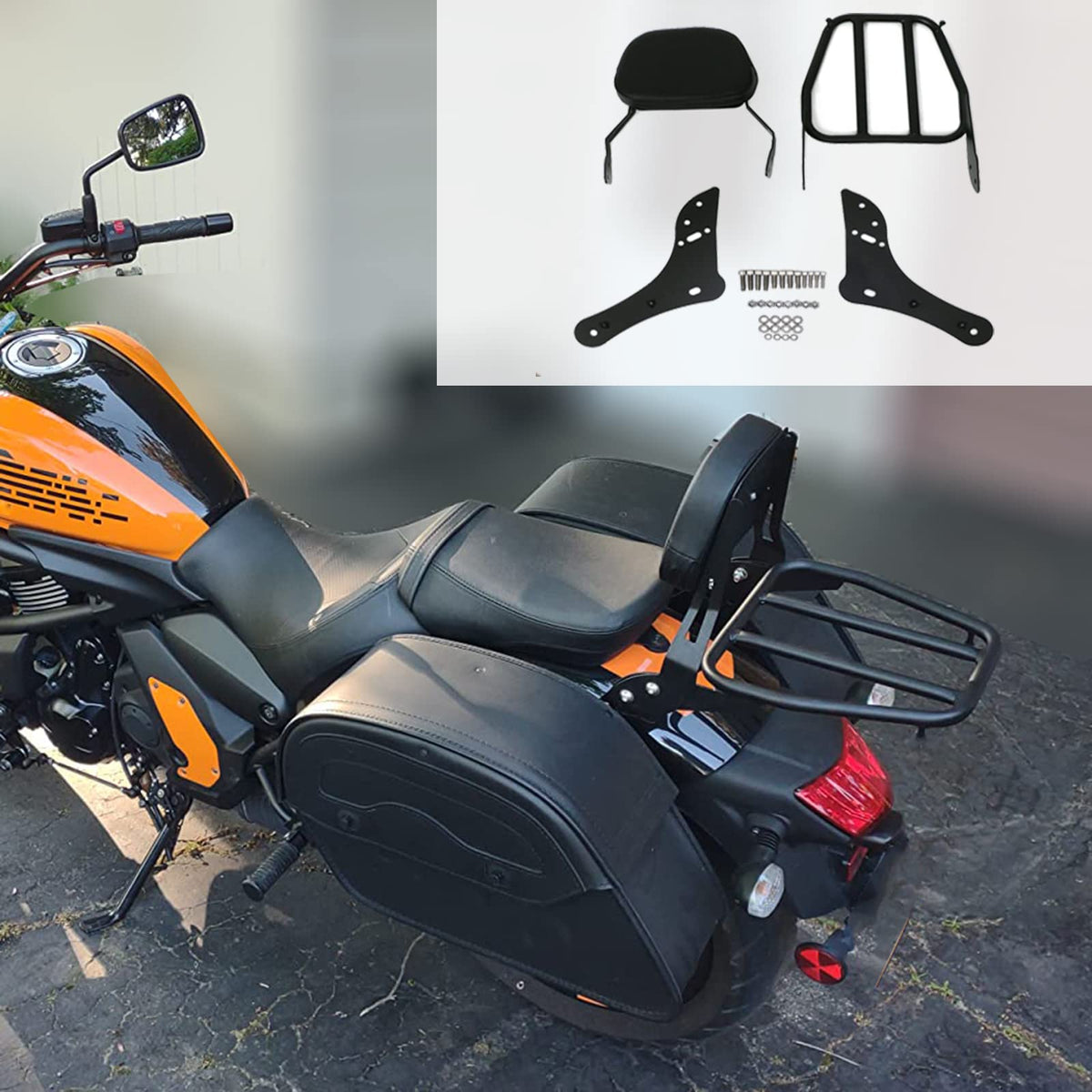 COBIKE sissy bar installed on Vulcan S650 profile showing balanced styling