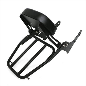 COBIKE sissy bar next to helmet for scale showing compact luggage capacity
