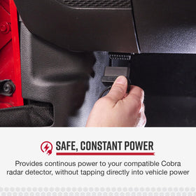 COBRA detector connected on windshield mount showing reliable power
