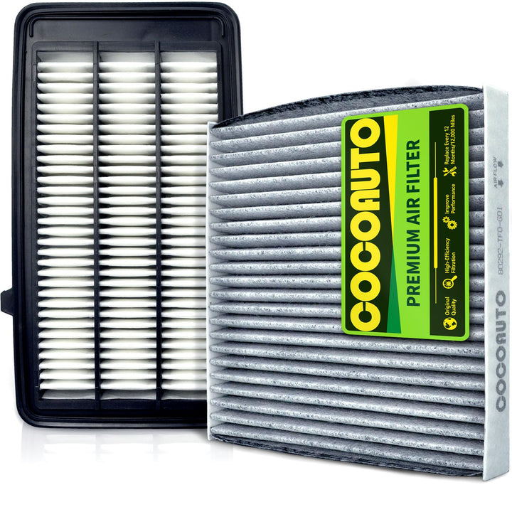 COCOAUTO kit front packaging showing both engine and cabin filters and quick install benefit