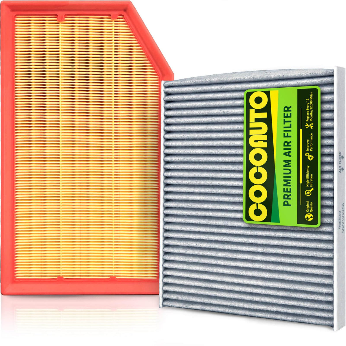 COCOAUTO front packaging showing both engine and cabin filters and easy kit benefit
