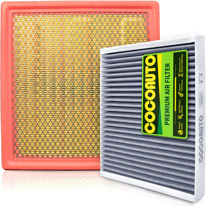COCOAUTO kit front packaging showing included engine and cabin filters and benefits