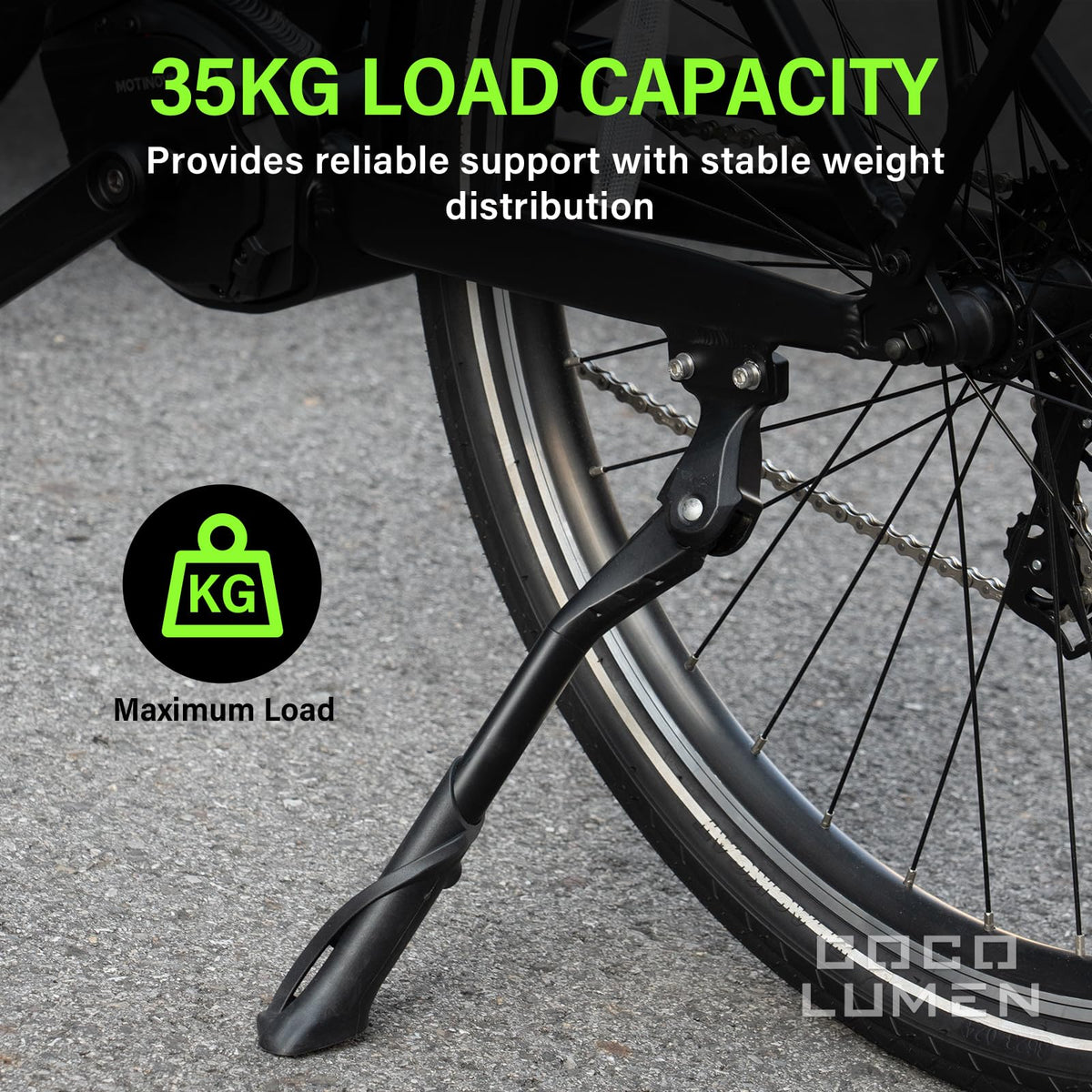 COCOLUMEN mounted on a mountain bike illustrating secure rear chainstay installation