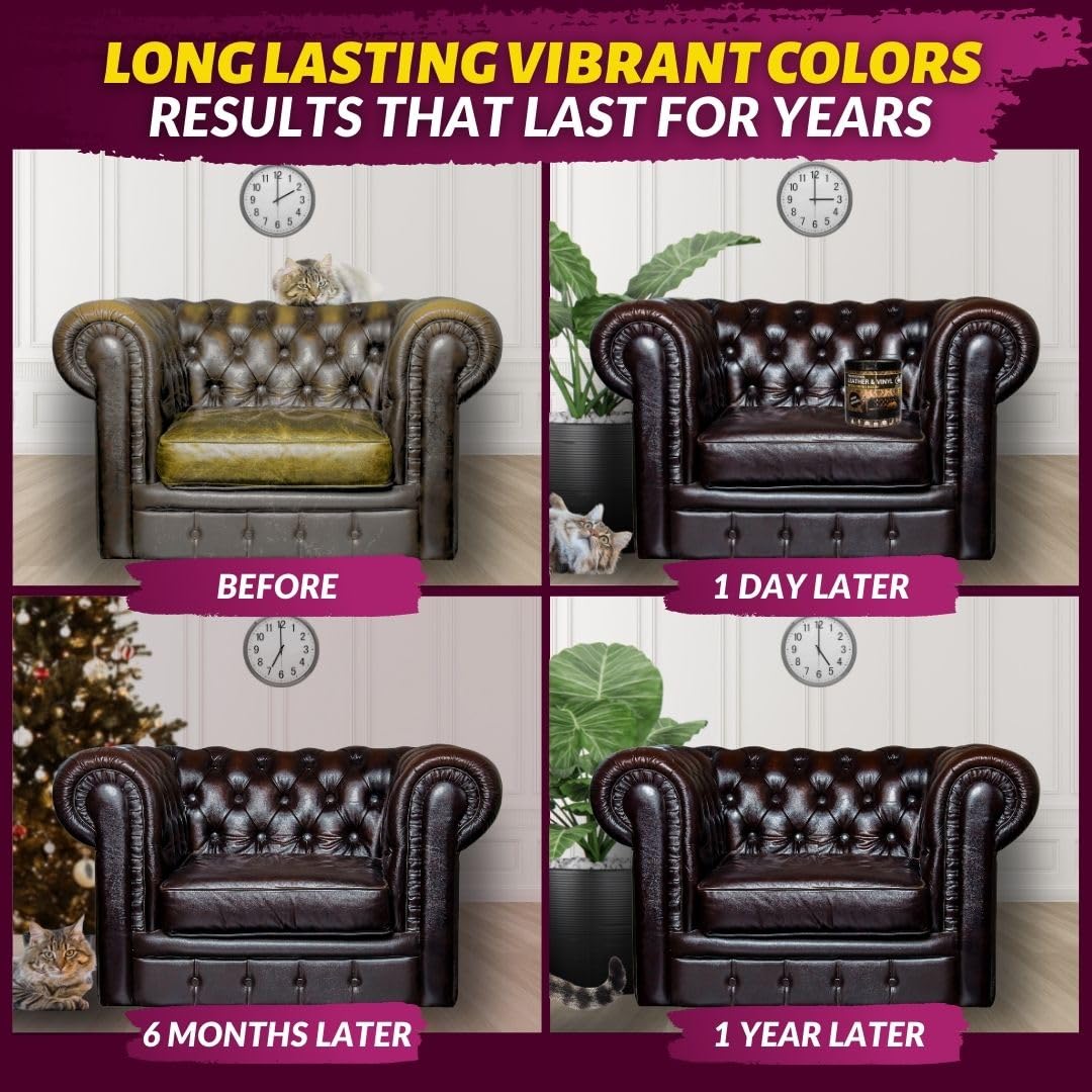COCONIX applying balm to sofa armrest for even dark brown coverage