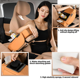 Coficoi cup holder and tissue slot holding drink and tissues showing convenience on the go