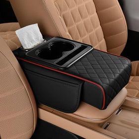 Coficoi front view of center console cover showing organized storage and sporty black red look